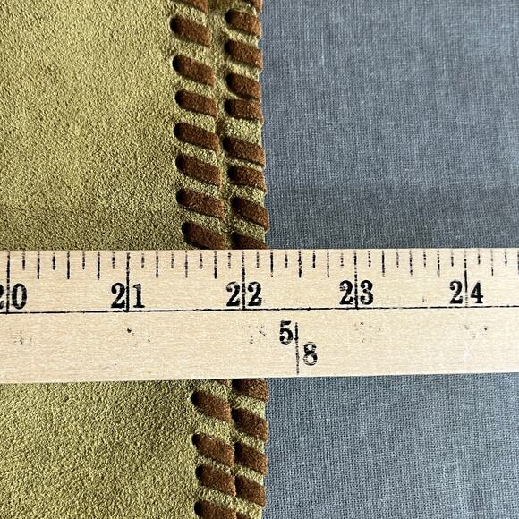 Etcetera Calf Suede Pencil Skirt 2 Green Brown Pink‎ Colorblock Boho Festival - Picture 8 of 9